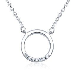 Round Loop with CZ Silver Necklace SPE-3237